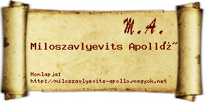 Miloszavlyevits Apolló névjegykártya